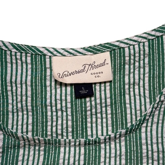 Universal Thread Green & White Striped Texturized Sleeveless Blouse US L - Picture 5 of 9